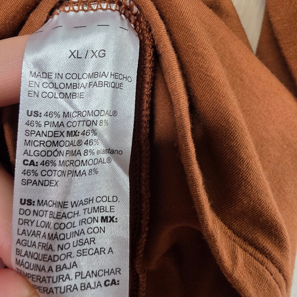 Chicos The Ultimate Tee Rust Orange V-Neck 3/4 Sleeve Pima Cotton Modal Top XL 3 - Picture 5 of 12